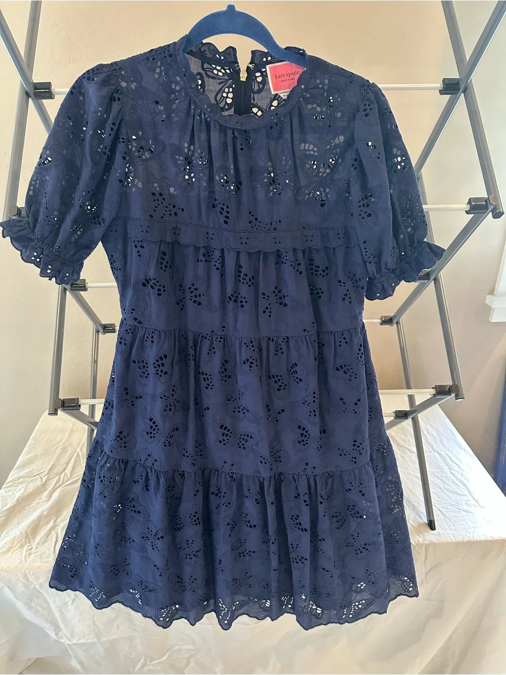 Kate Spade Navy Eyelet Tiered Women’s Dress